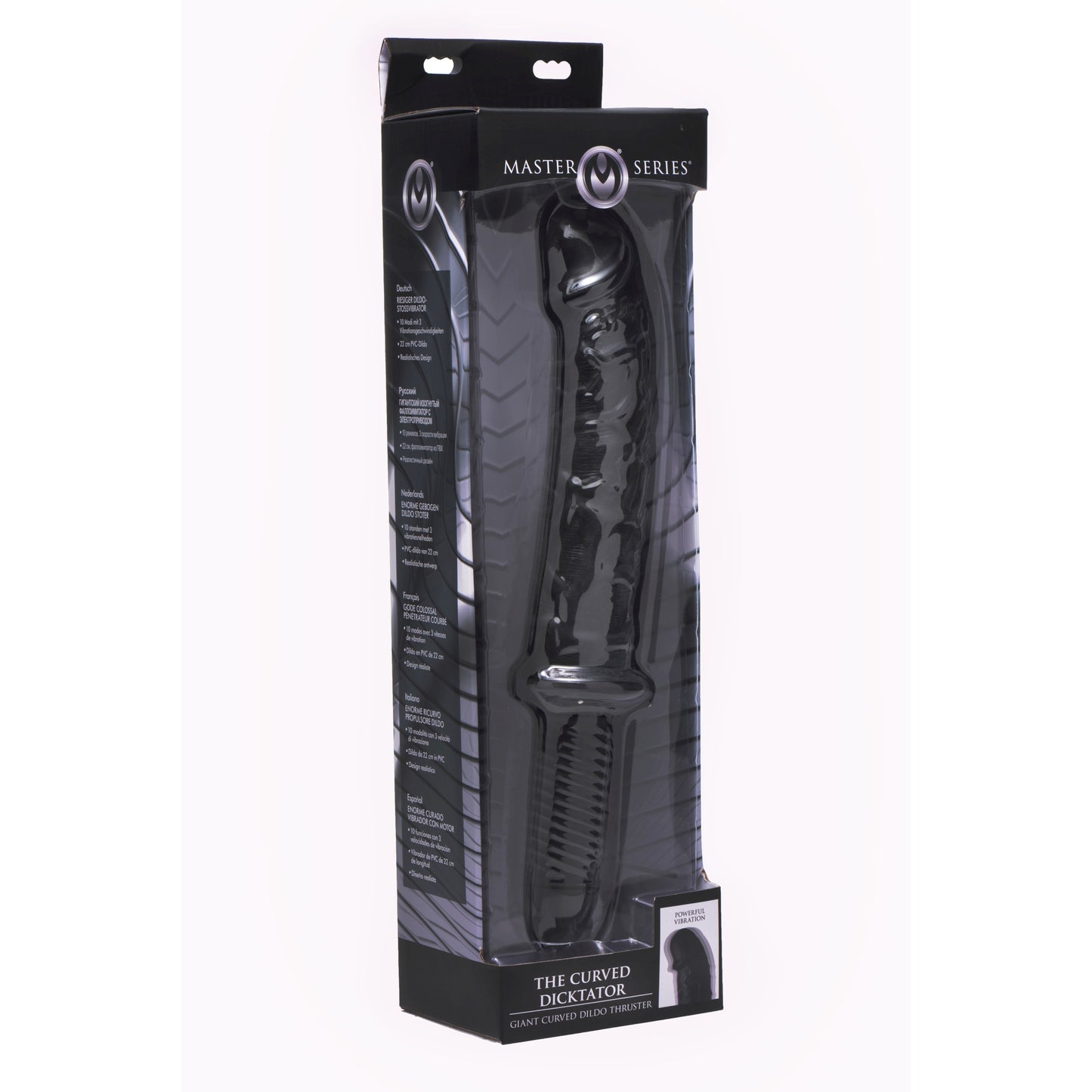 The Curved Dicktator 13 Mode Vibrating Giant Dildo Thruster - Black - UABDSM