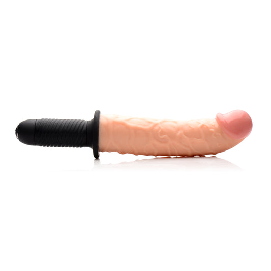 The Curved Dicktator 13 Mode Vibrating Giant Dildo Thruster - Flesh - UABDSM