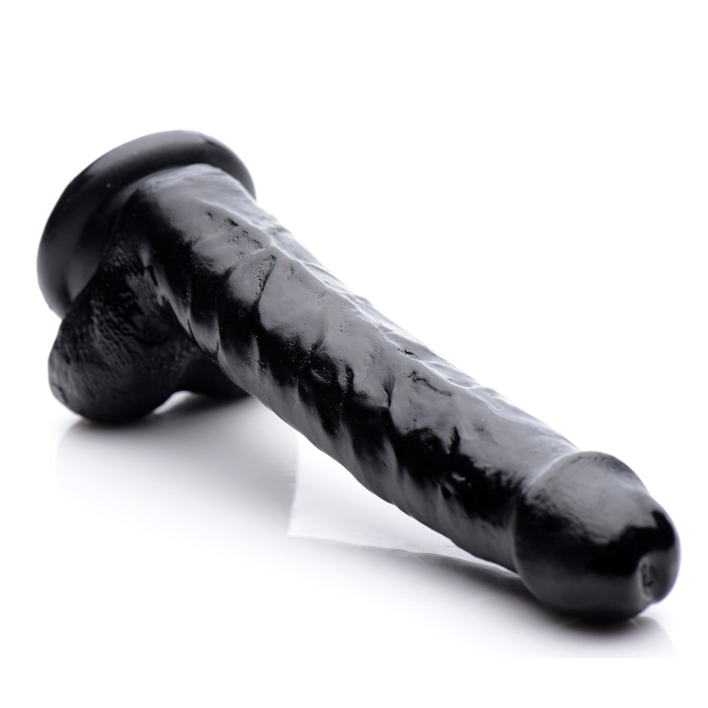 8 Inch Slim Dildo with Balls- Black - UABDSM