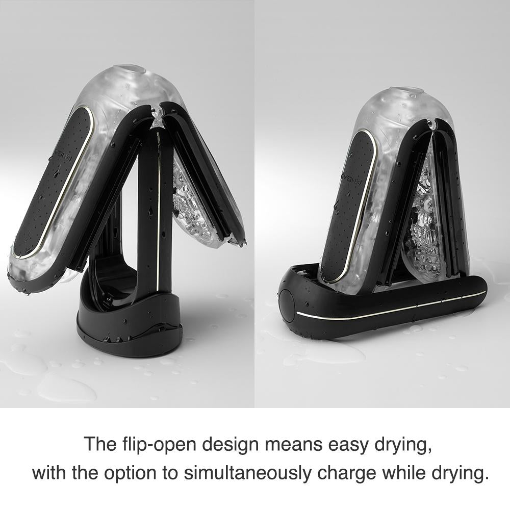 Flip 0-Zero Electronic Vibration Stroker- Black - UABDSM