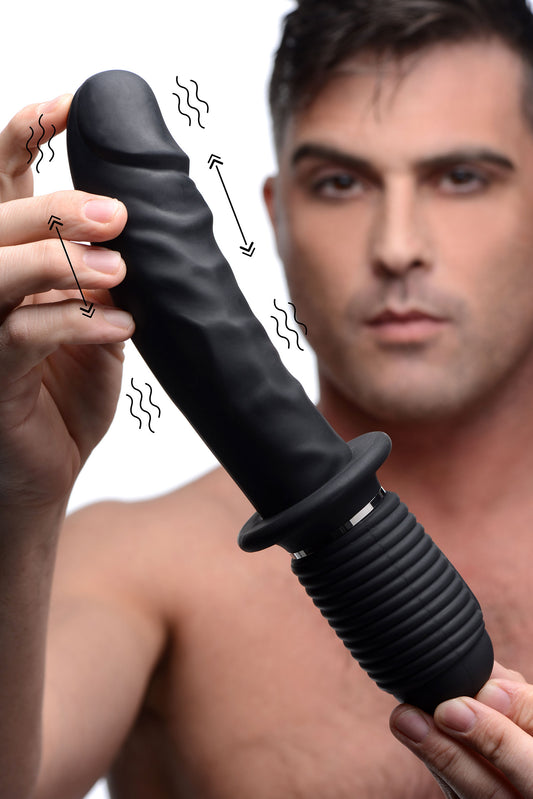 Power Pounder Vibrating and Thrusting Silicone Dildo - Black Power Pounder Vibrating and Thrusting Silicone Dildo - Black - UABDSM