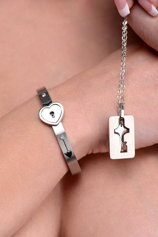 Cuffed Locking Bracelet and Key Necklace Cuffed Locking Bracelet and Key Necklace - UABDSM