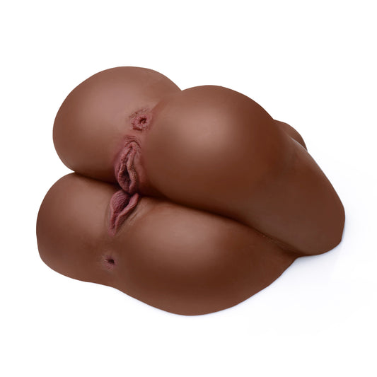 Vibrating Double Ass and Pussy Masturbator - Brown - UABDSM