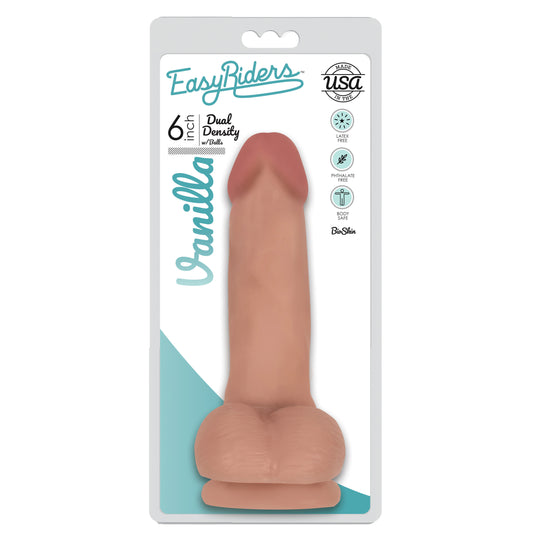 Easy Riders 6 Inch Dual Density Dildo With Balls - Flesh - UABDSM