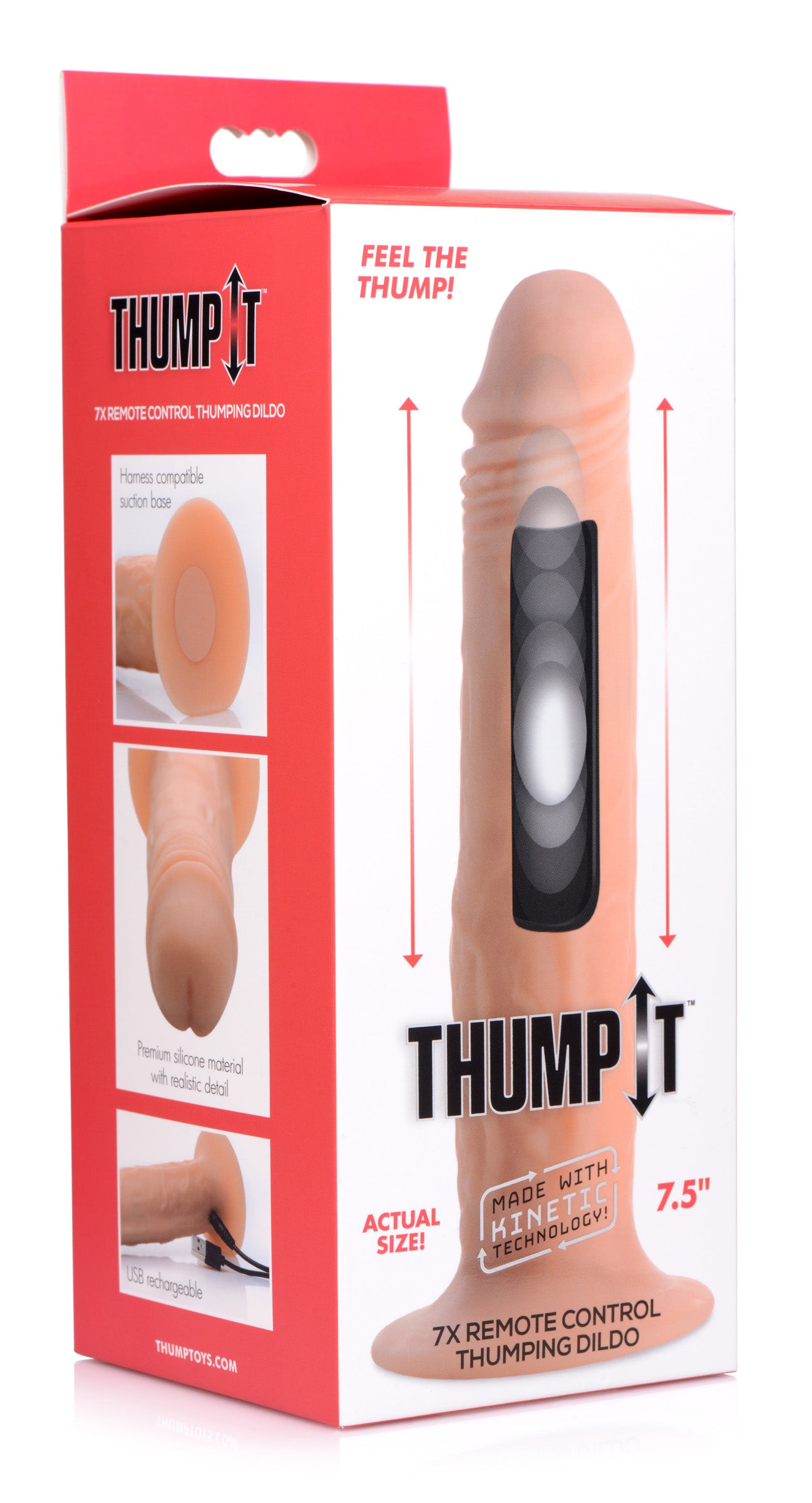 Kinetic Thumping 7X Remote Control Dildo - Medium - UABDSM