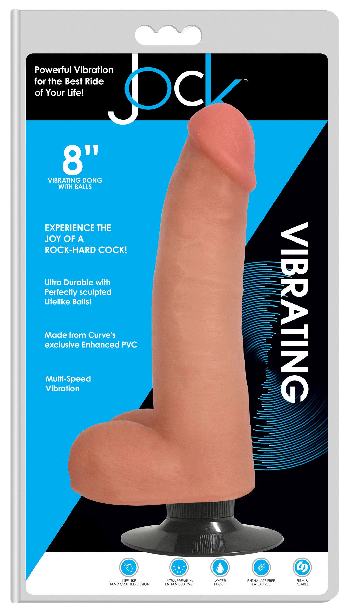 JOCK 8 Inch Vibrating Dong with Balls - UABDSM