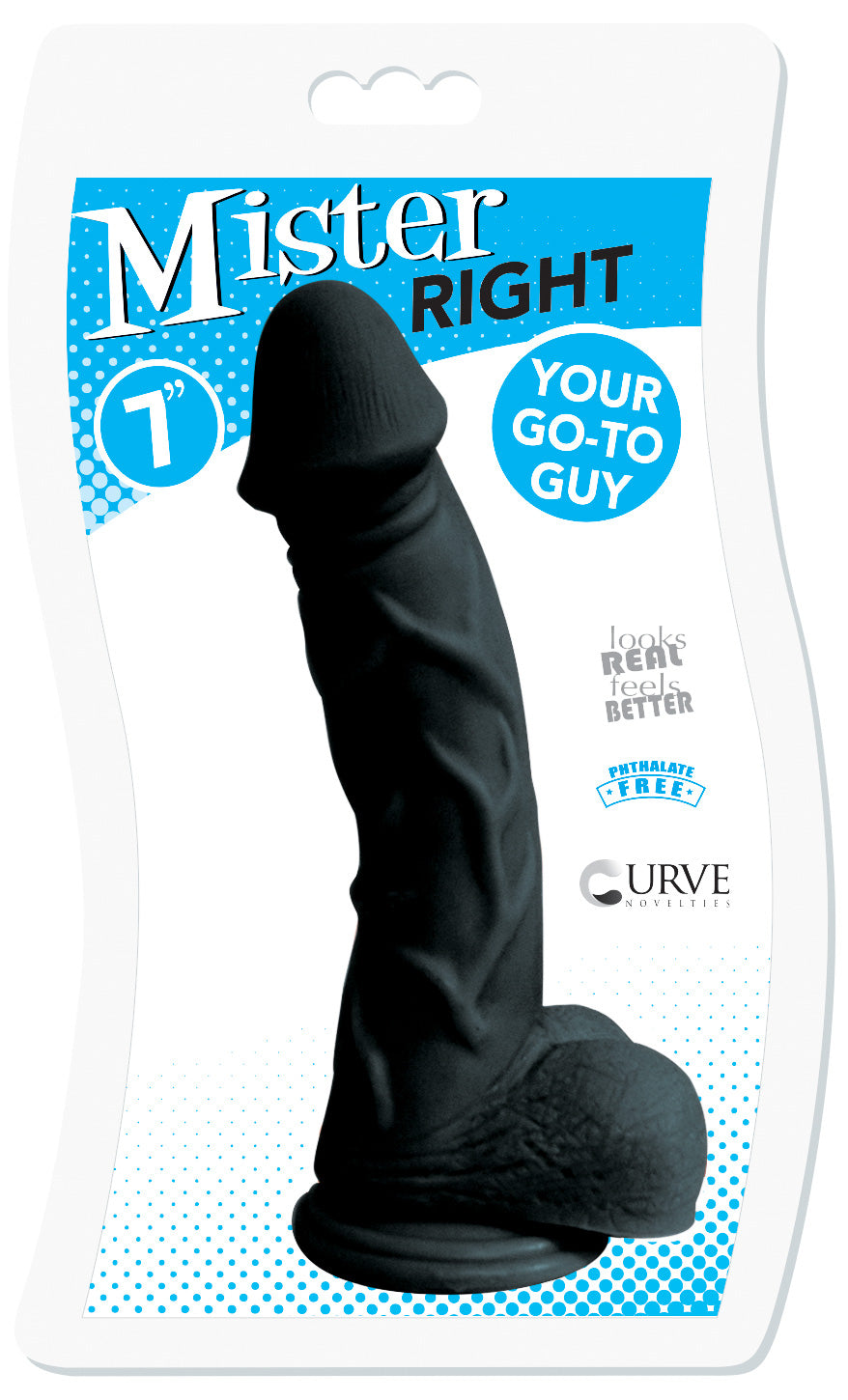 7 Inch Mister Right Dildo - Black - UABDSM