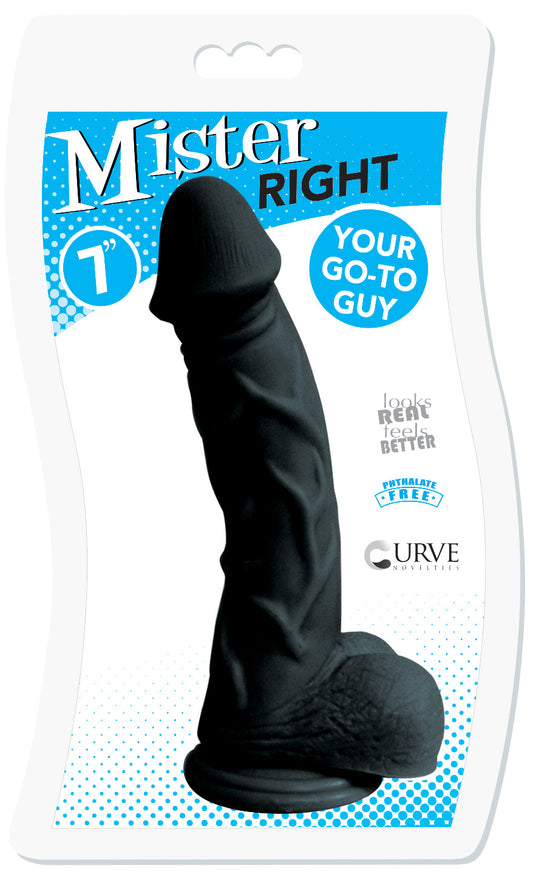 7 Inch Mister Right Dildo - Black - UABDSM