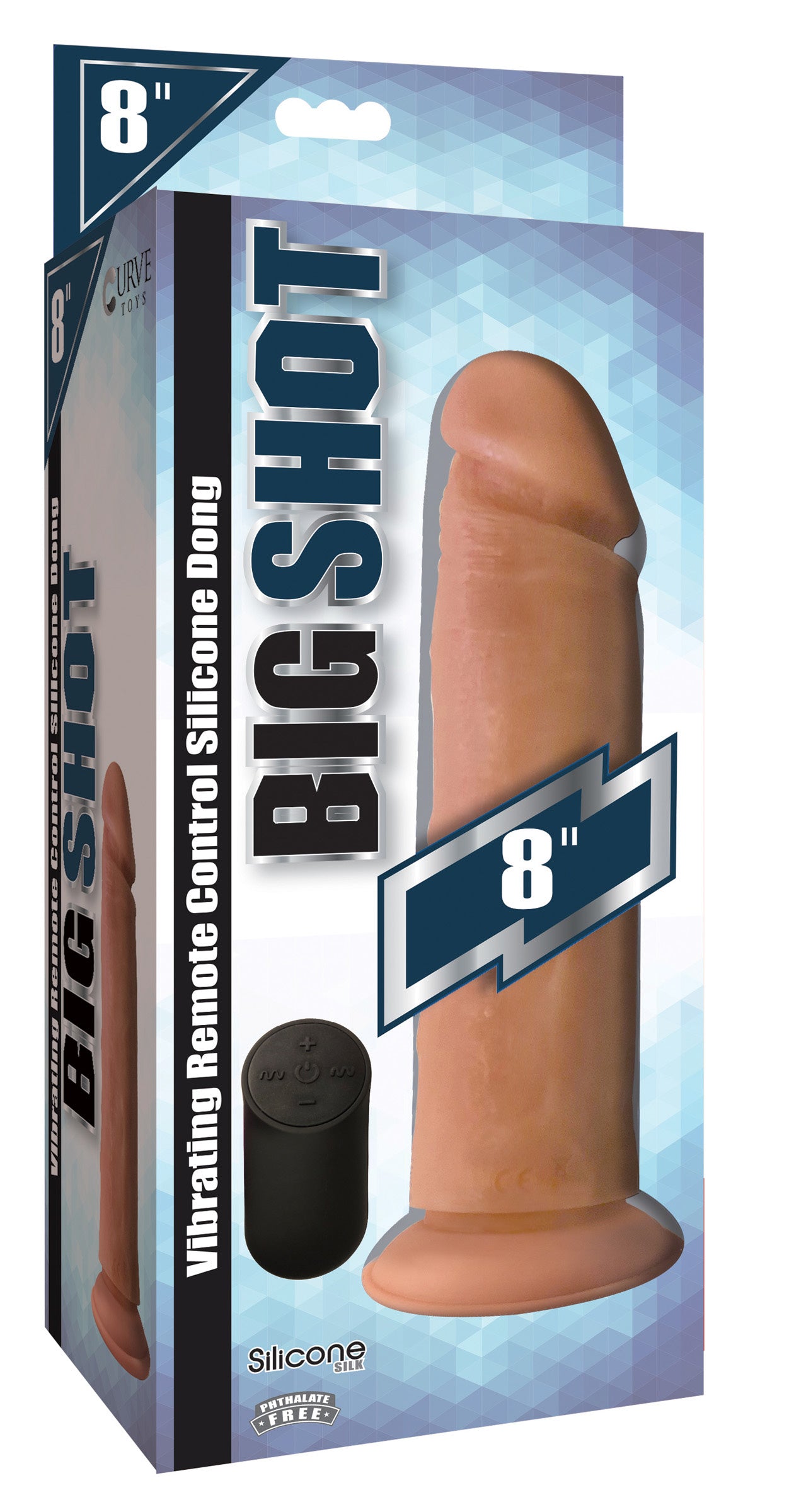Big Shot Vibrating Remote Control Silicone Dildo - 8 Inch - UABDSM