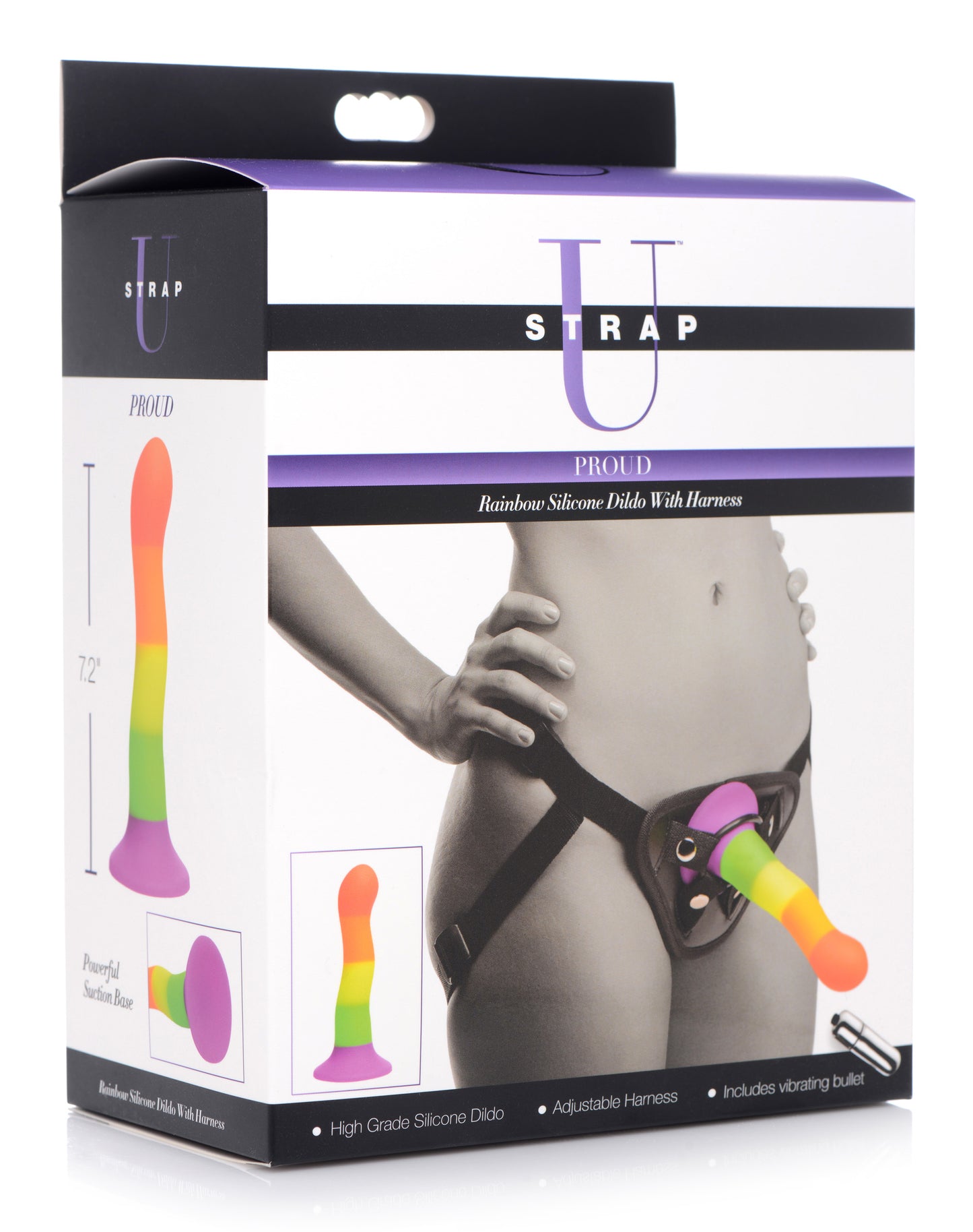 Proud Rainbow Silicone Dildo with Harness - UABDSM