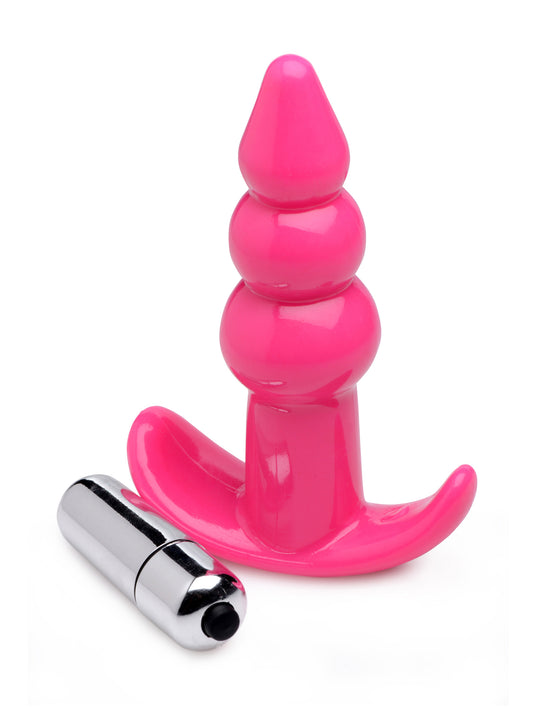 Ribbed Vibrating Butt Plug - Pink - UABDSM