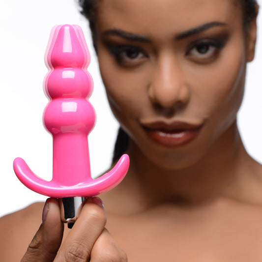 Ribbed Vibrating Butt Plug - Pink Ribbed Vibrating Butt Plug - Pink - UABDSM