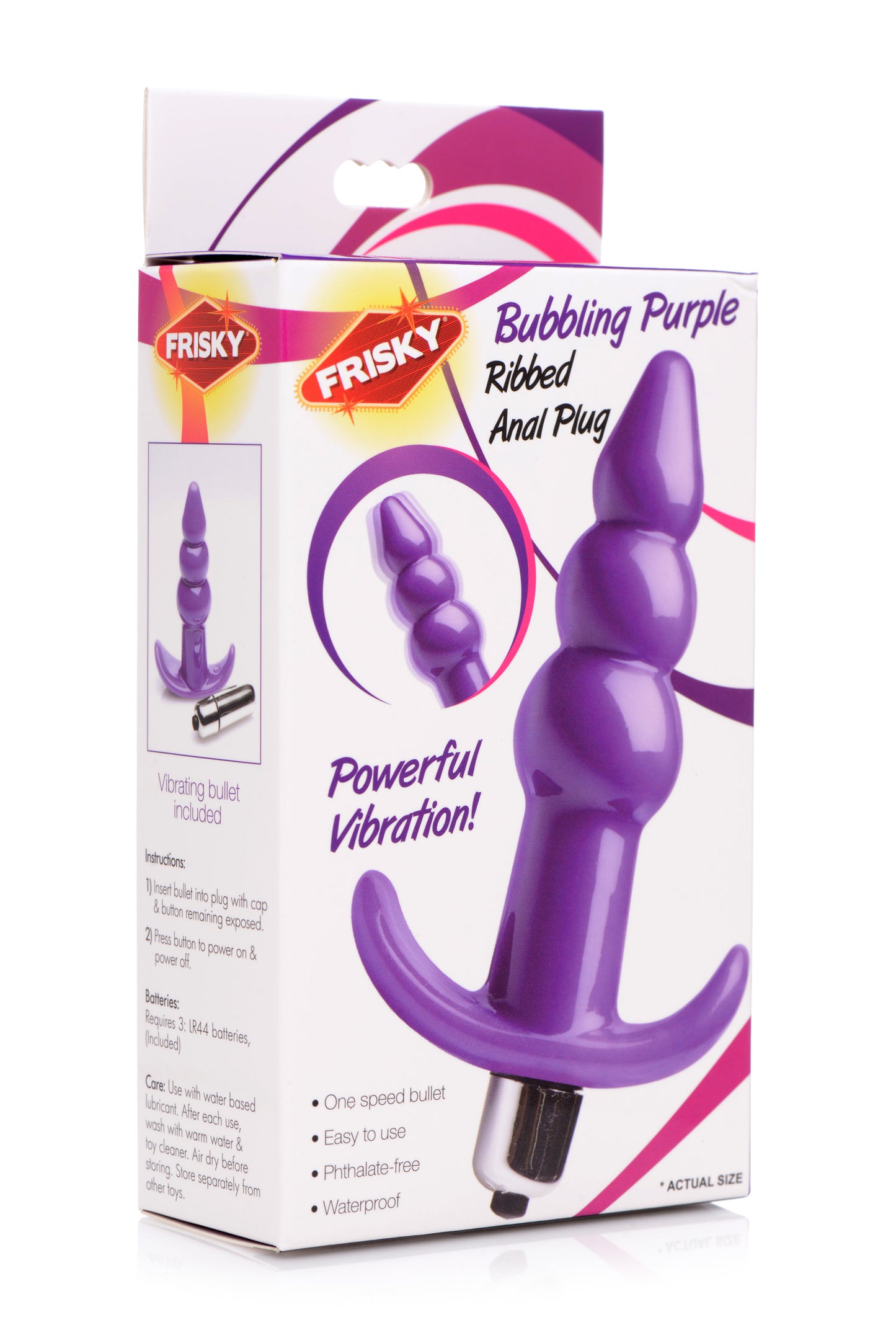 Ribbed Vibrating Butt Plug - Purple - UABDSM