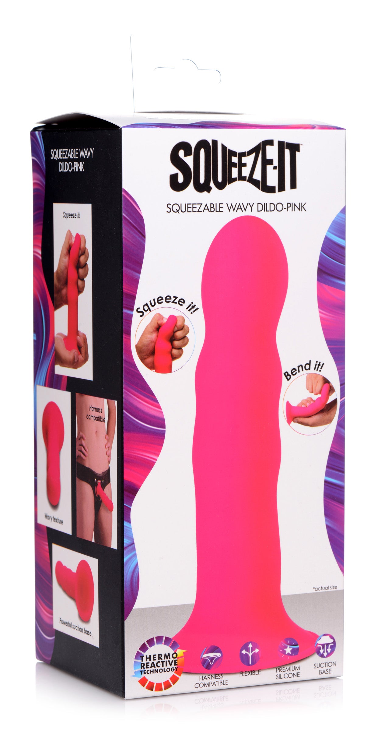 Squeezable Wavy Dildo - Pink - UABDSM