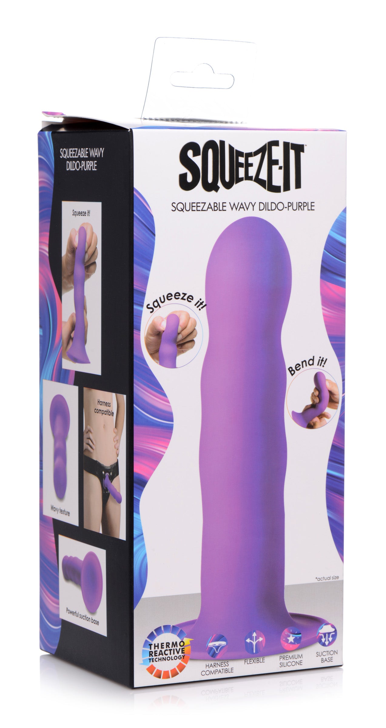 Squeezable Wavy Dildo - Purple - UABDSM