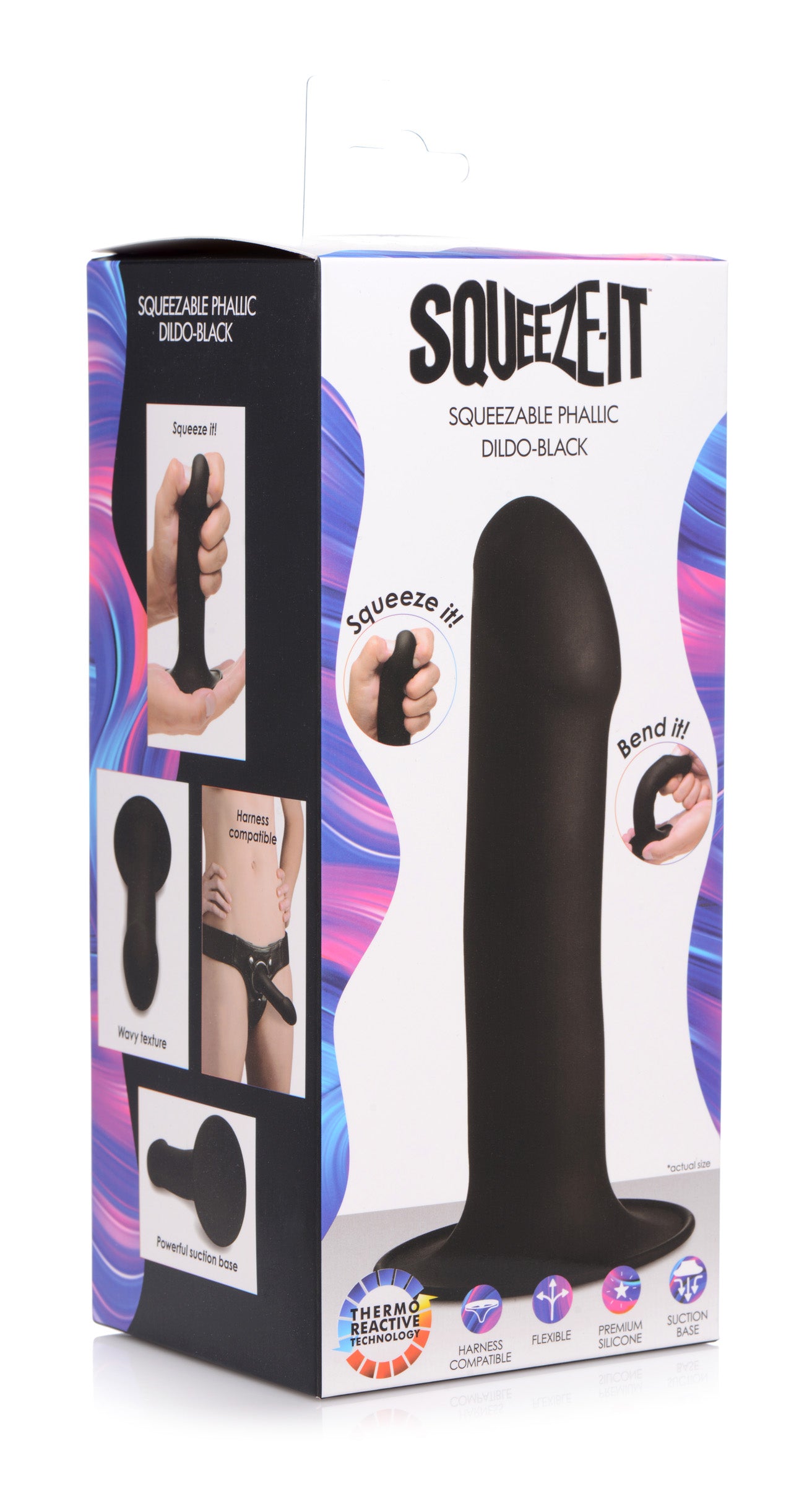 Squeezable Phallic Dildo - Black - UABDSM