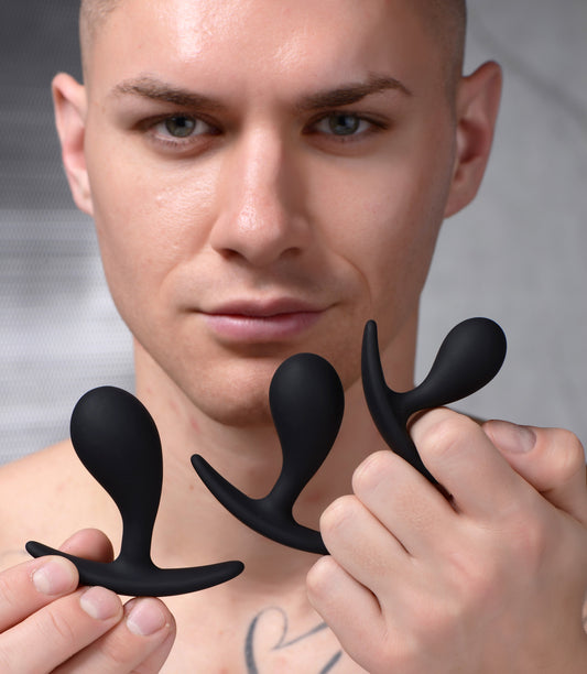 Dark Droplets 3 Piece Curved Silicone Anal Trainer Set - UABDSM
