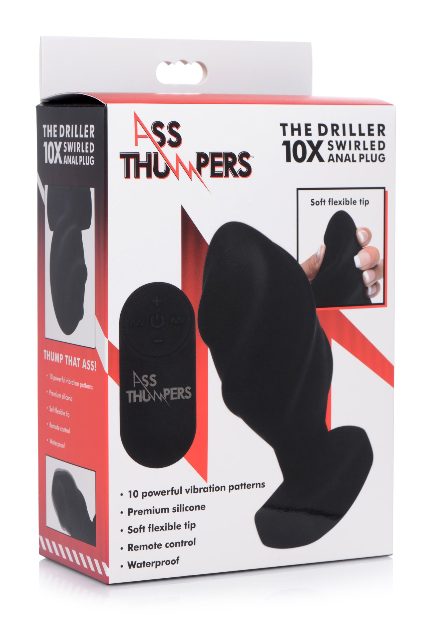 The Driller 10X Swirled Silicone Remote Control Vibrating Butt Plug - UABDSM