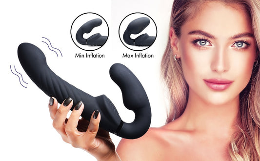 Ergo-Fit Twist Inflatable Vibrating Silicone Strapless Strap-on - Black Ergo-Fit Twist Inflatable Vibrating Silicone Strapless Strap-on - Black - UABDSM