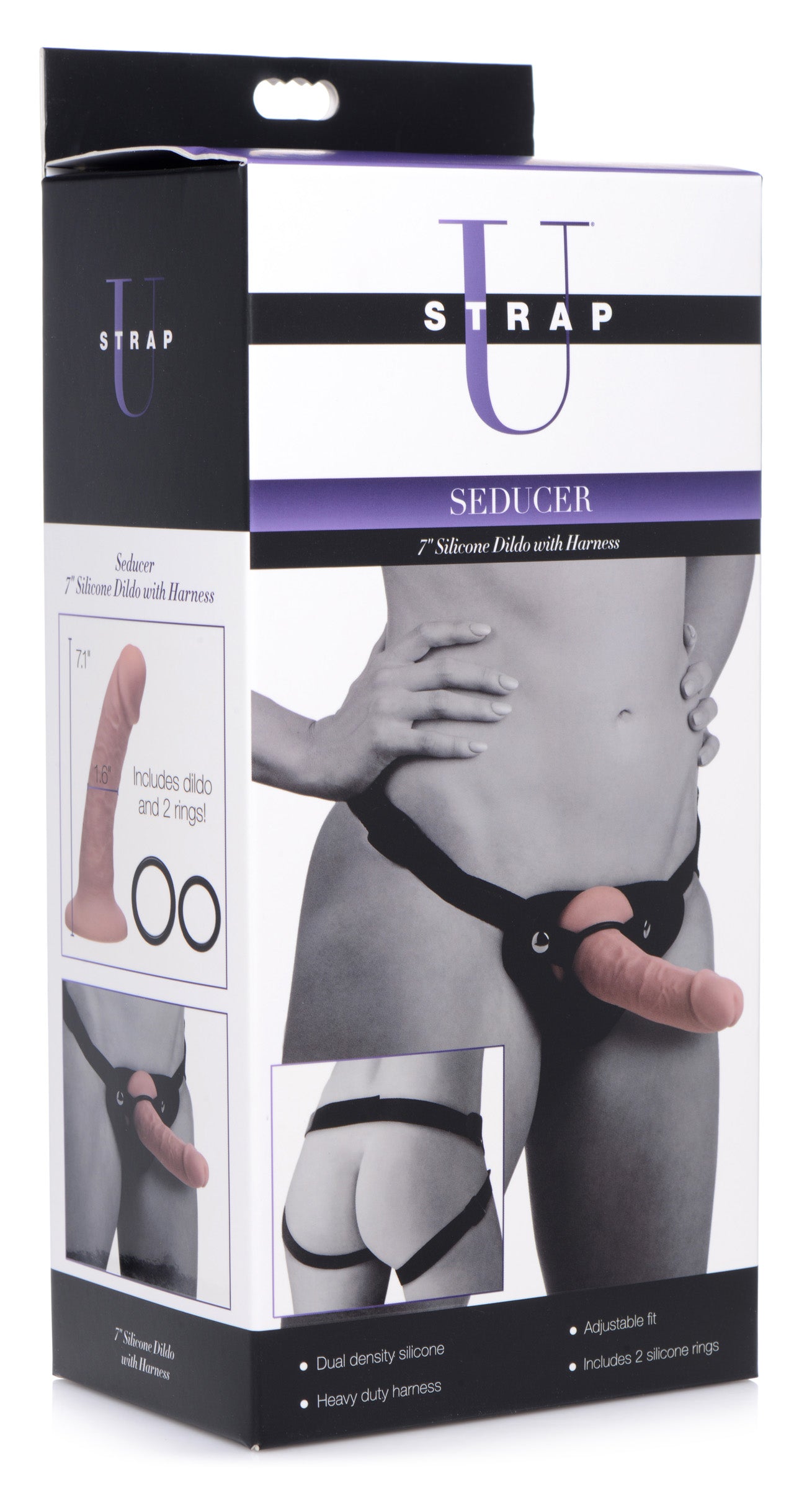 Seducer 7 inch Silicone Dildo with Harness - UABDSM