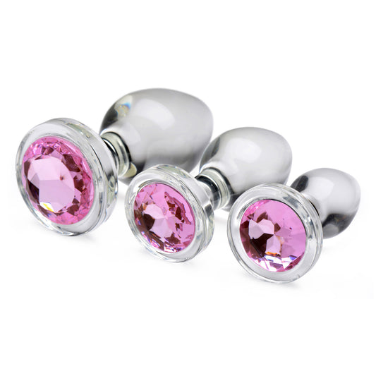 Pink Gem Glass Anal Plug Set Pink Gem Glass Anal Plug Set - UABDSM