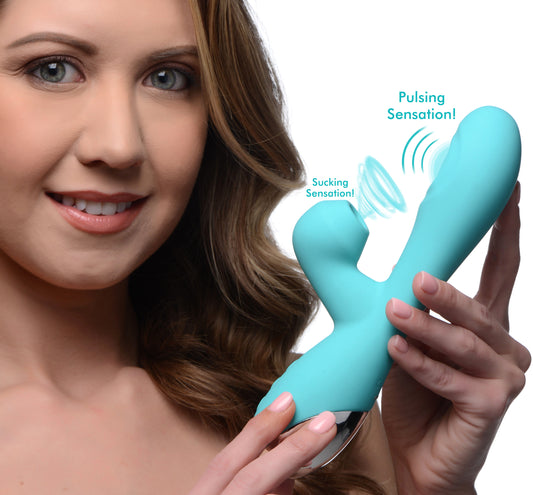 10X Silicone Suction Rabbit Vibrator - Teal 10X Silicone Suction Rabbit Vibrator - Teal - UABDSM