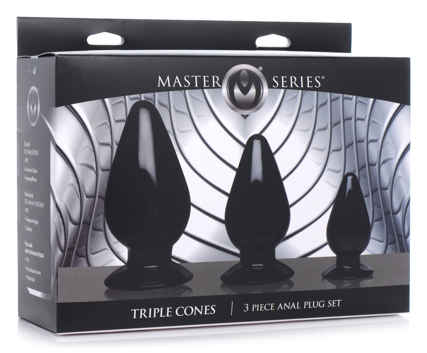 Triple Cones 3 Piece Anal Plug Set - Black - UABDSM