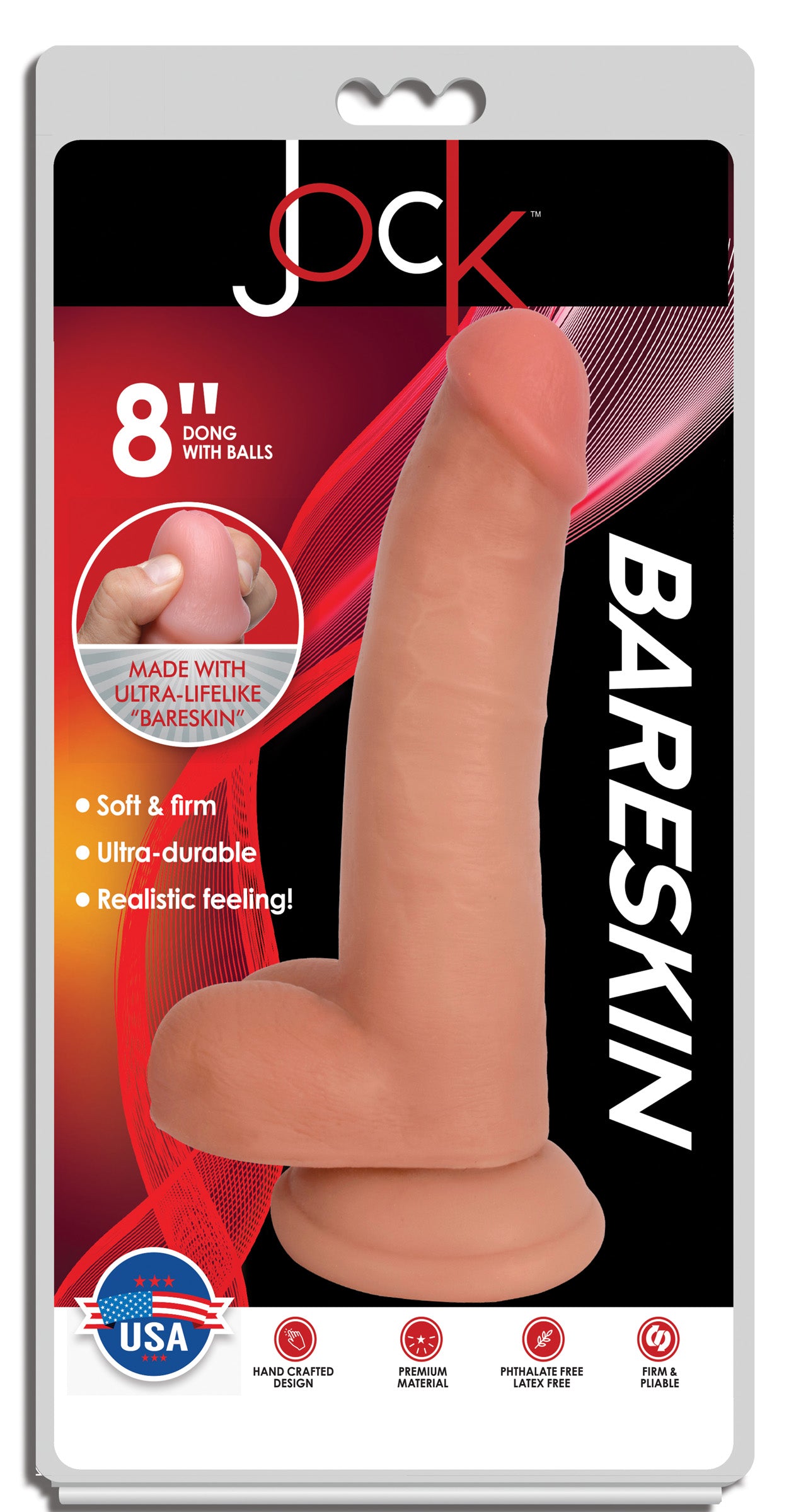 Jock Light Bareskin Dildo with Balls - 8 Inch - UABDSM