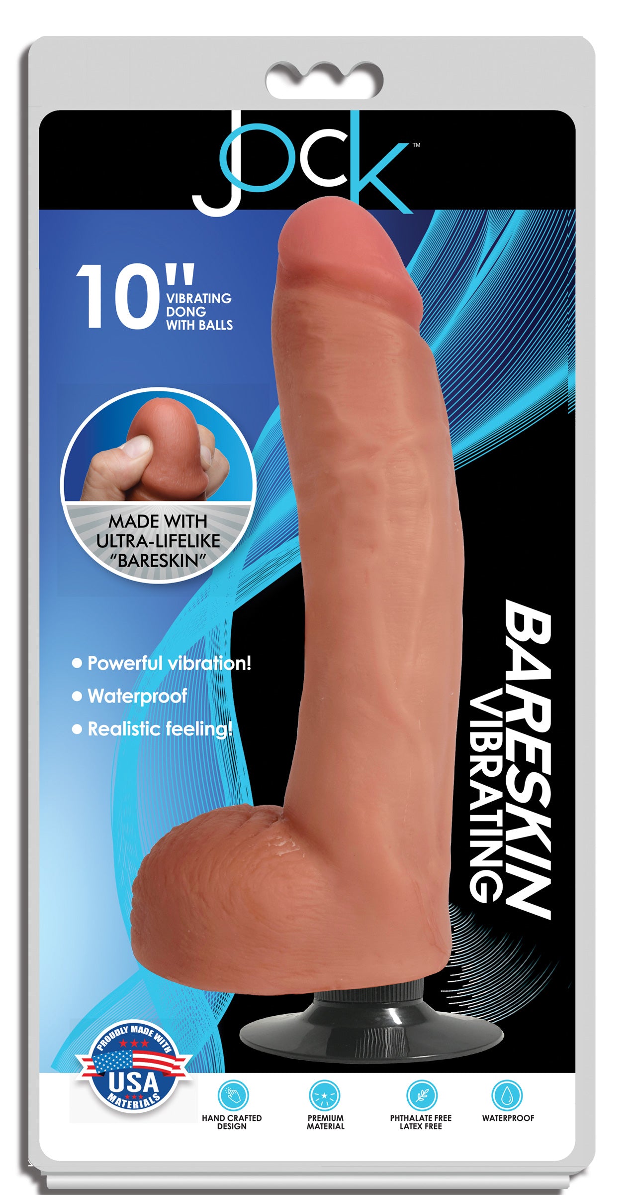 Jock Light Bareskin Vibrating Dildo with Balls - 10 Inch - UABDSM
