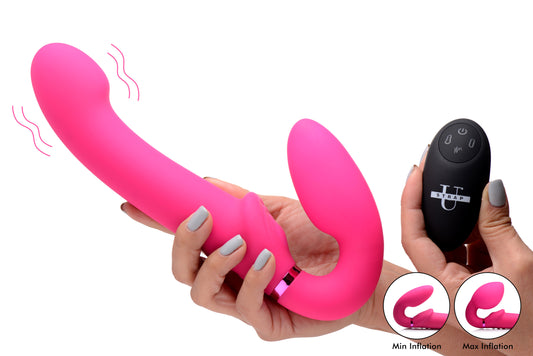 10X Remote Control Ergo-Fit G-Pulse Inflatable and Vibrating Strapless Strap-on - Pink - UABDSM