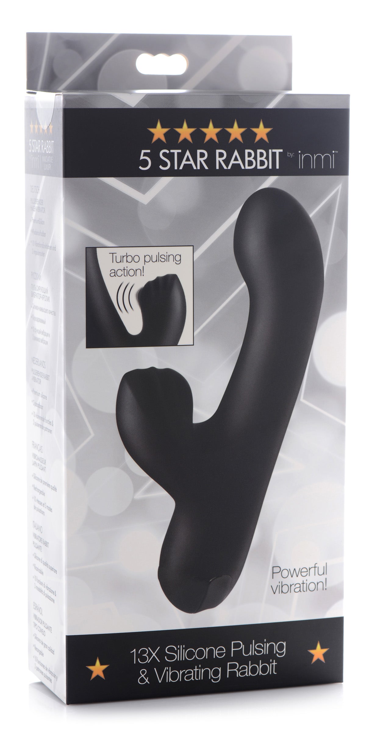 5 Star 13X Silicone Pulsing and Vibrating Rabbit - Black - UABDSM
