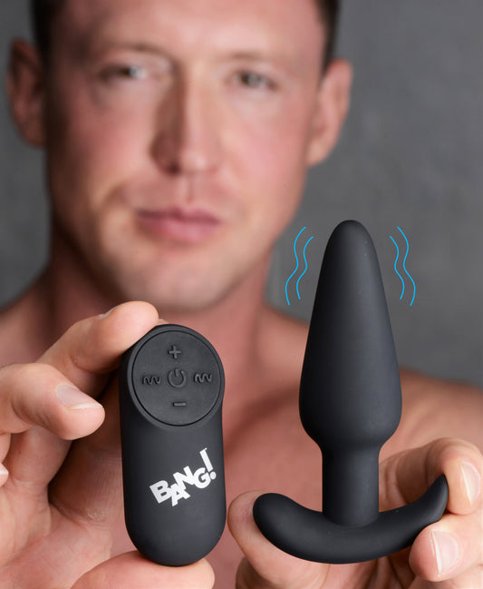 Remote Control 21X Vibrating Silicone Butt Plug - Black - UABDSM