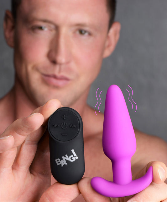 Remote Control 21X Vibrating Silicone Butt Plug - Purple - UABDSM