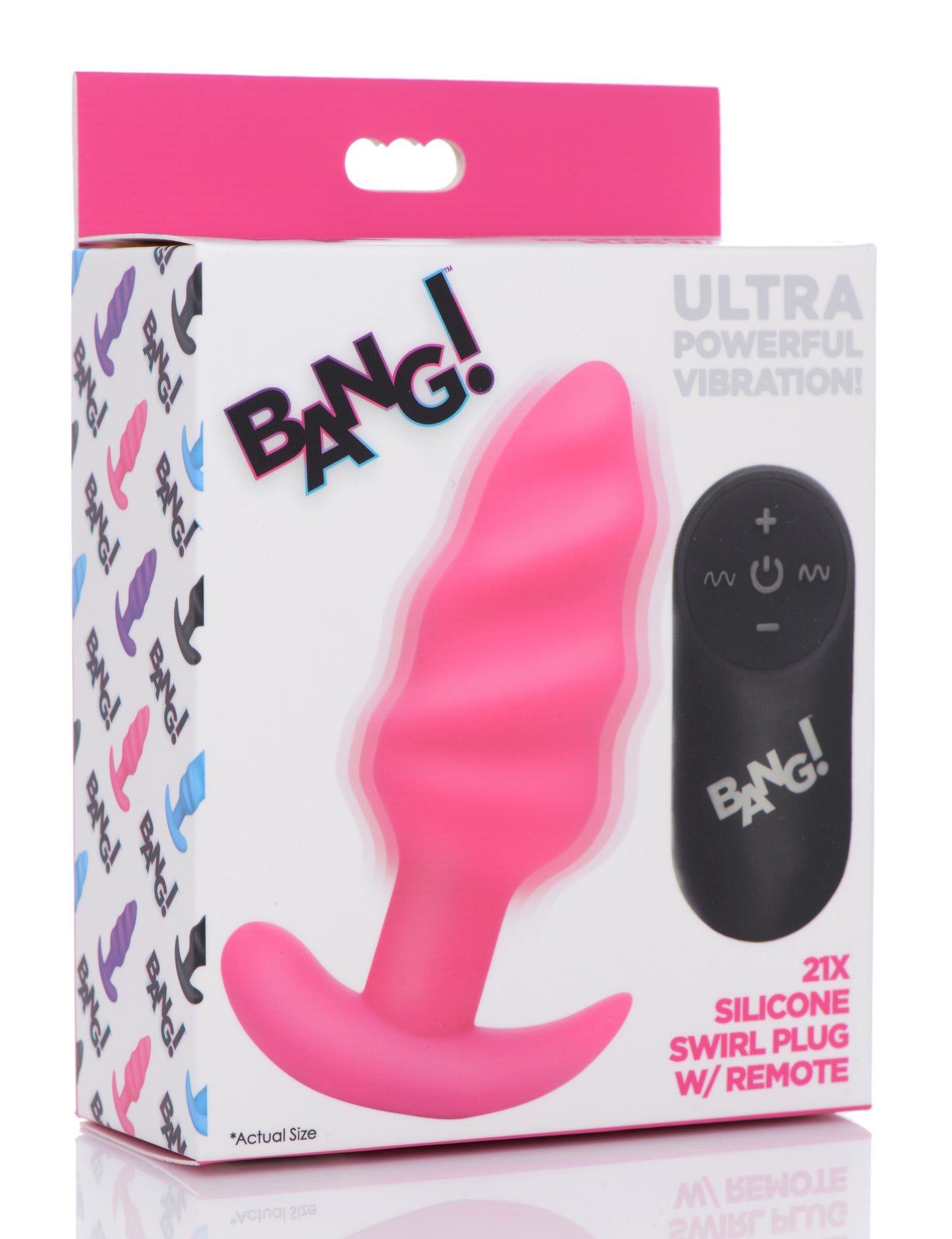 Remote Control 21X Vibrating Silicone Swirl Butt Plug - Pink - UABDSM