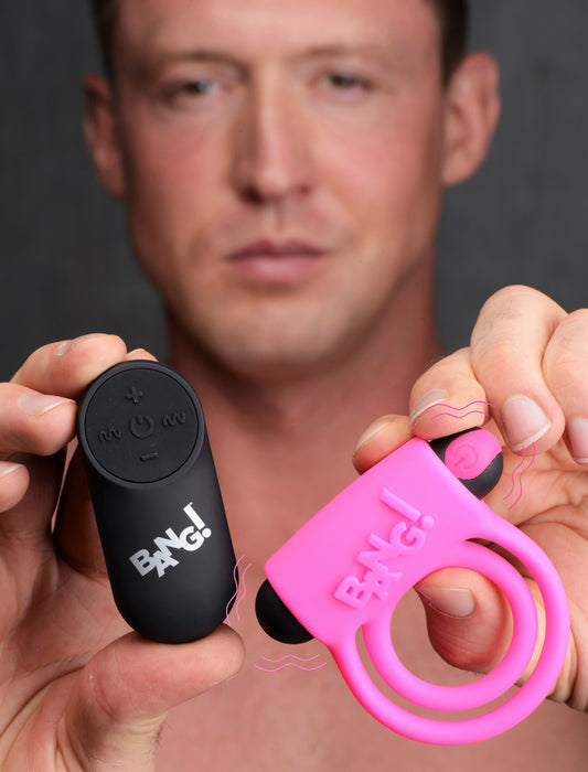 Remote Control 28X Vibrating Cock Ring and Bullet - Pink Remote Control 28X Vibrating Cock Ring and Bullet - Pink - UABDSM