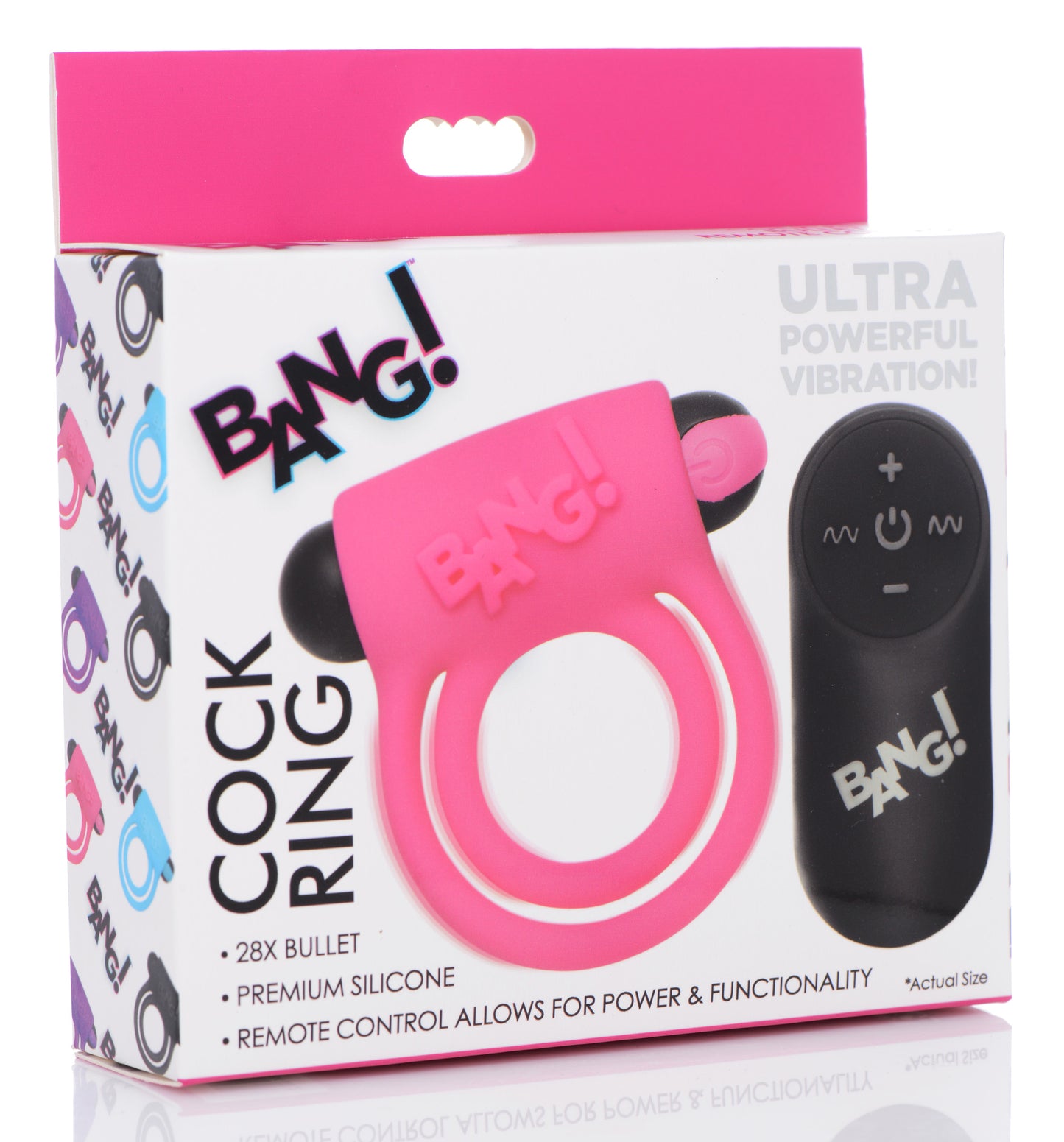 Remote Control 28X Vibrating Cock Ring and Bullet - Pink - UABDSM