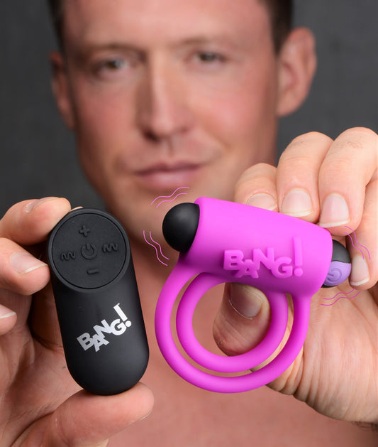 Remote Control 28X Vibrating Cock Ring and Bullet - Purple Remote Control 28X Vibrating Cock Ring and Bullet - Purple - UABDSM