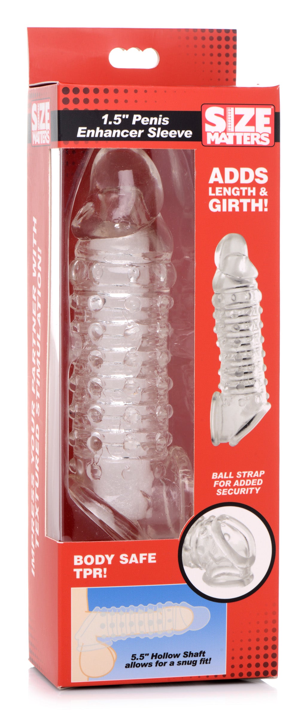 1.5 Inch Penis Enhancer Sleeve - Clear - UABDSM