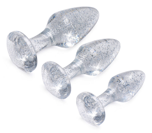 Glitter Gem Anal Plug Set - Silver - UABDSM