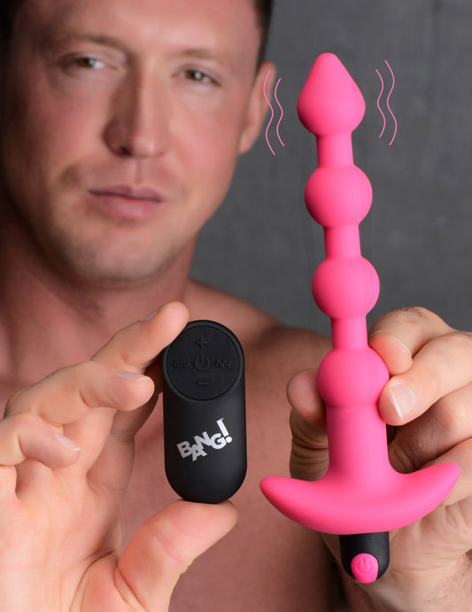 Remote Control Vibrating Silicone Anal Beads - Pink - UABDSM
