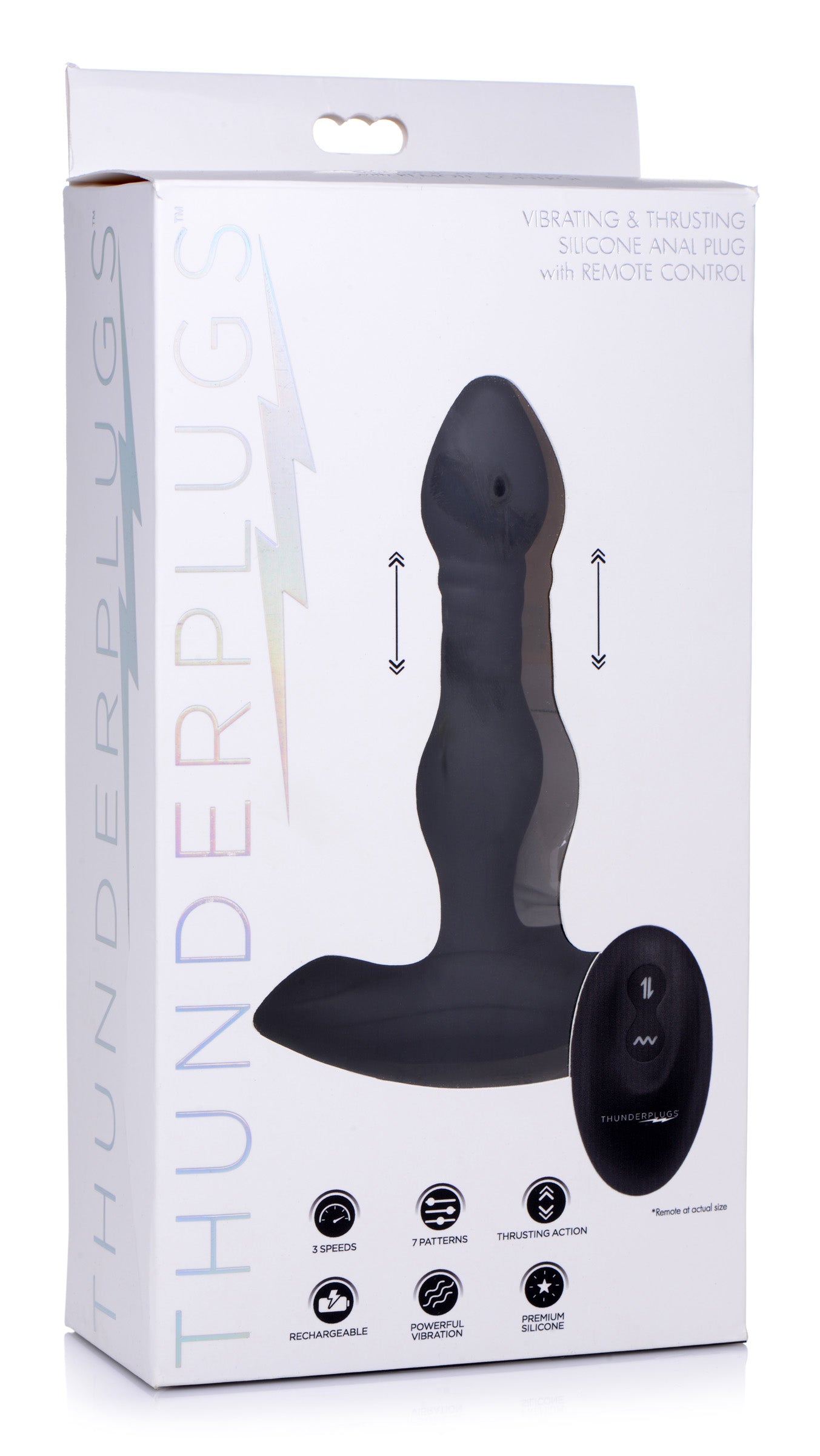 Vibrating and Thrusting Remote Control Silicone Anal Plug - UABDSM