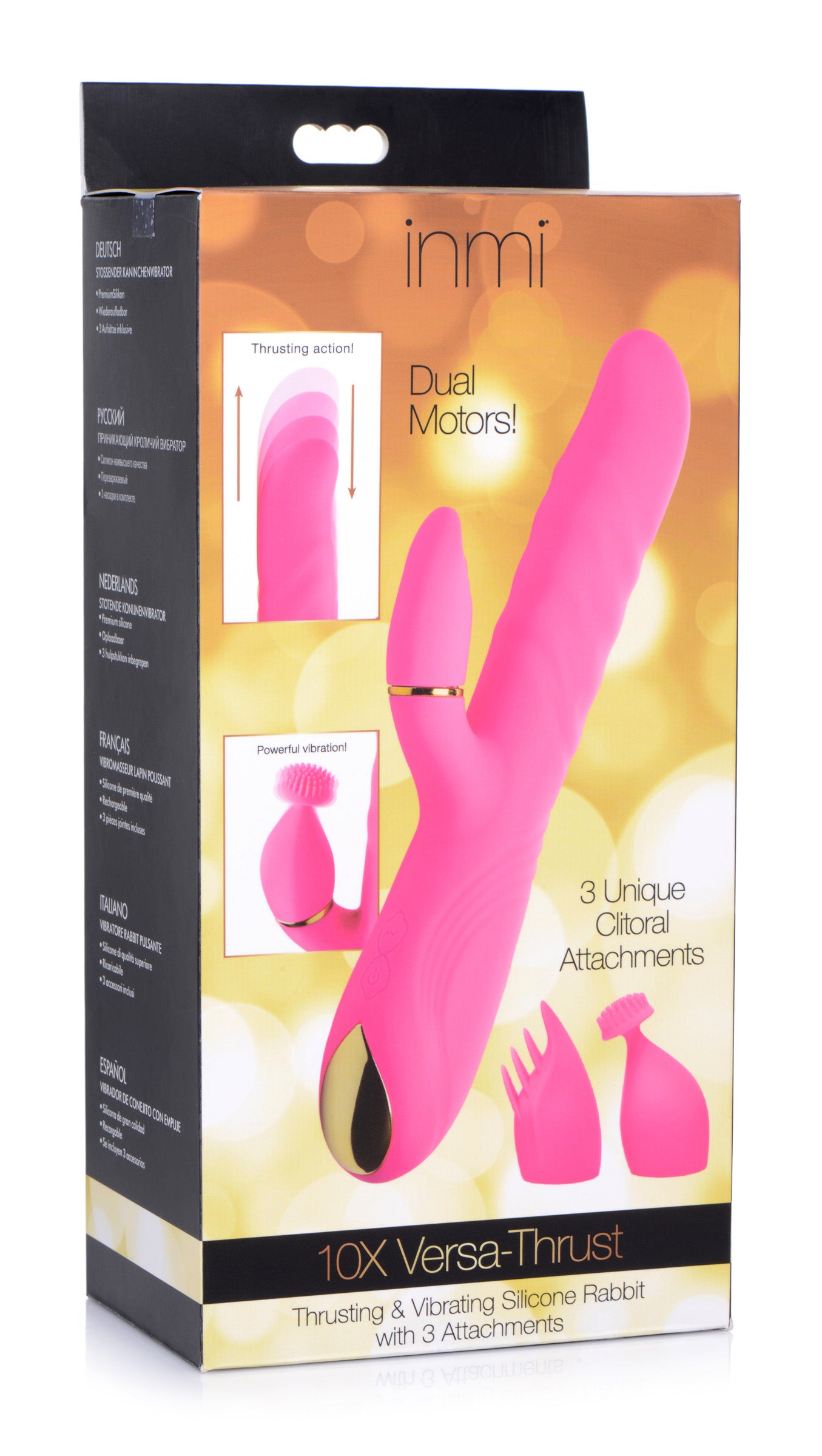 10X Versa-Thrust Vibrating and Thrusting Silicone Rabbit with 3 Attachments - UABDSM