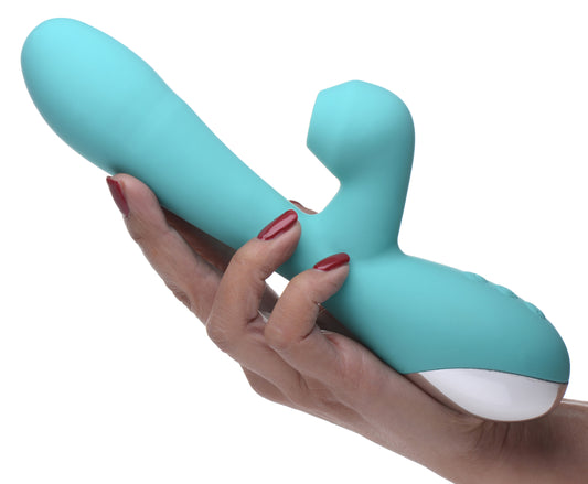 Shegasm 5 Star 7X Suction Come-Hither Silicone Rabbit - Teal - UABDSM