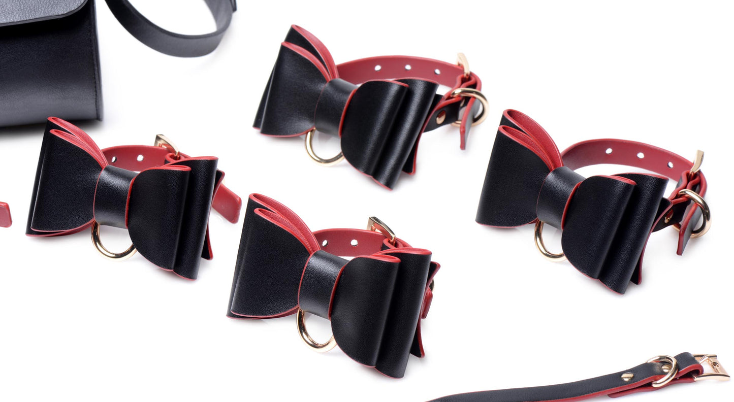 Black and Red Bow Bondage Set with Carry Case - UABDSM