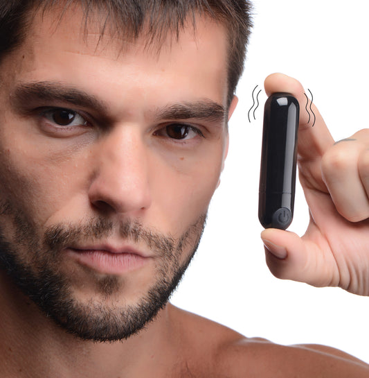 10X Rechargeable Vibrating Metallic Bullet - Black - UABDSM