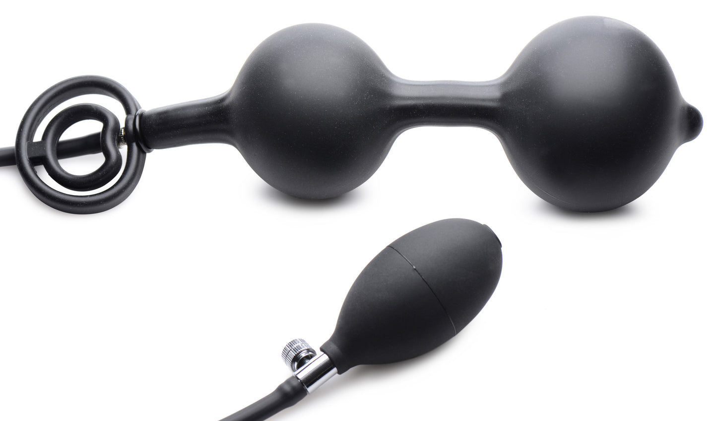 Devils Rattle Inflatable Silicone Anal Plug with Cock and Ball Ring - UABDSM