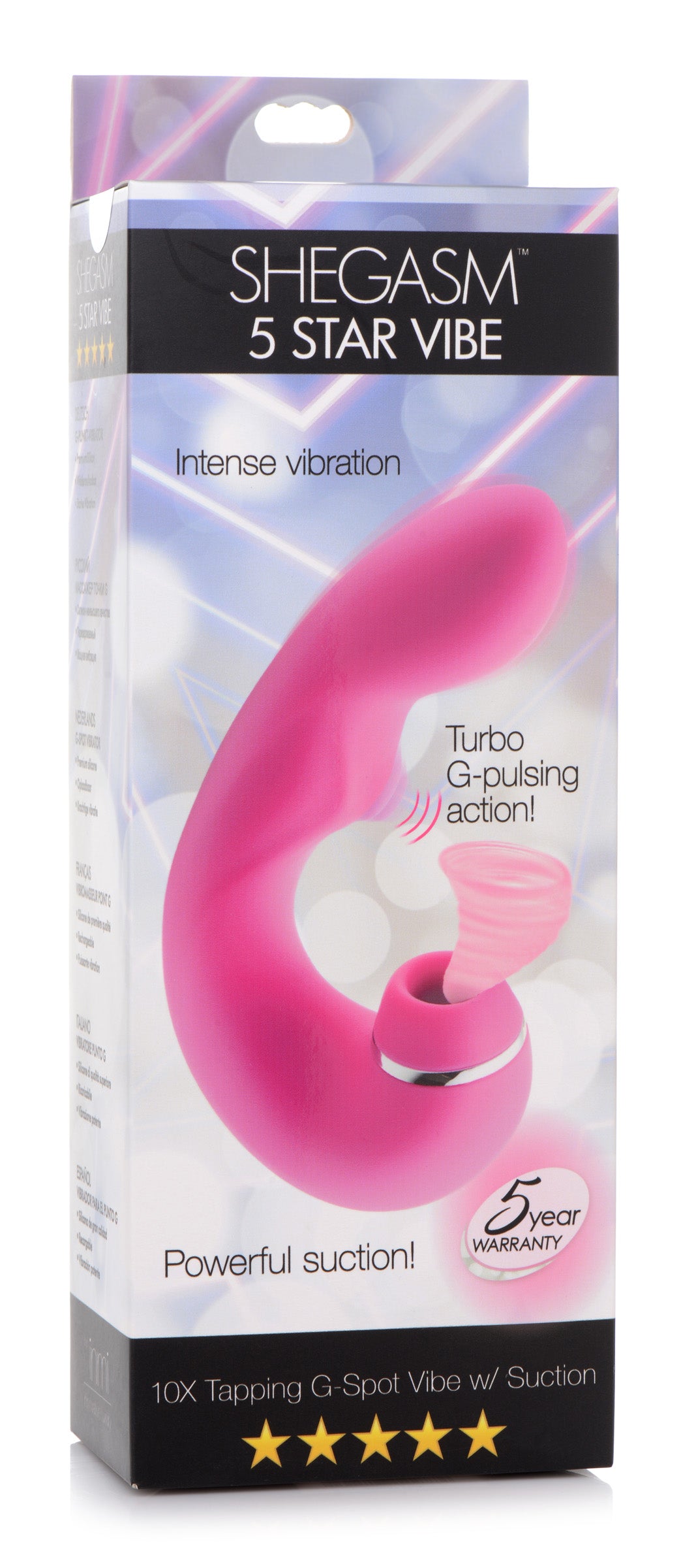 Shegasm 5 Star 10X Tapping G-Spot Silicone Vibrator with Suction - Pink - UABDSM