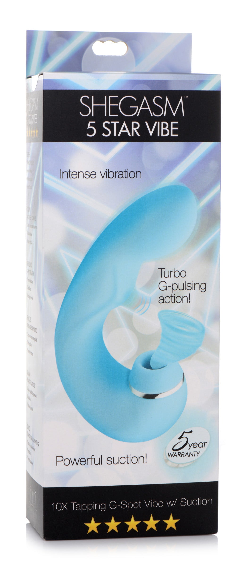 Shegasm 5 Star 10X Tapping G-Spot Silicone Vibrator with Suction - Teal - UABDSM