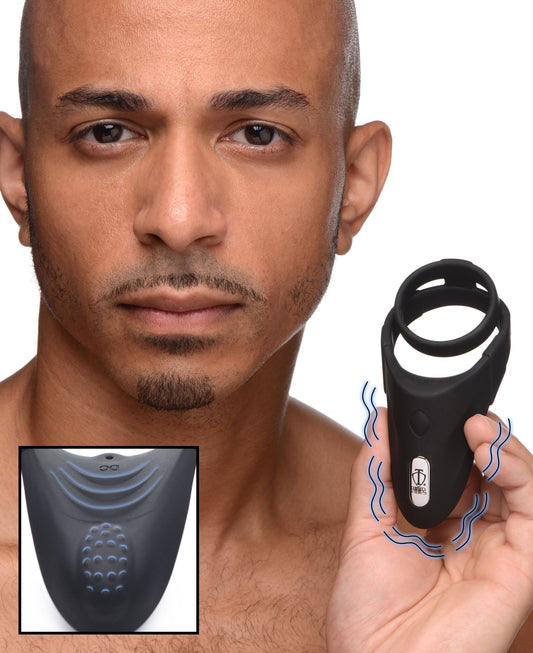 10X Silicone Cock Ring with Vibrating Taint Stimulator - UABDSM