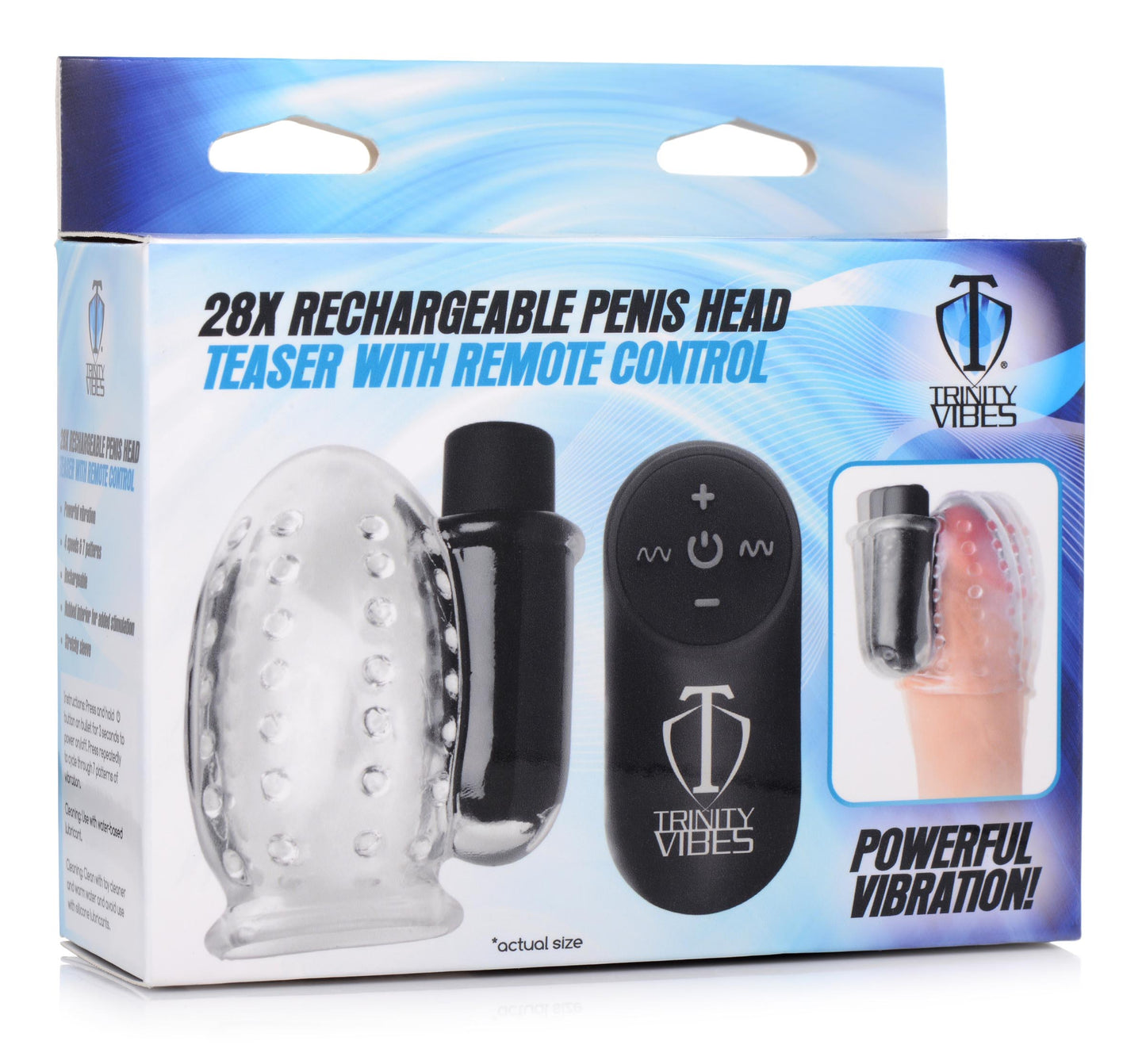 28X Rechargeable Penis Head Teaser with Remote Control - UABDSM